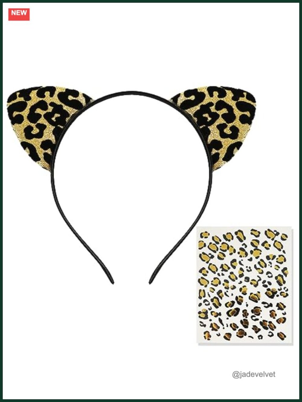 Cheetah Ears Headband Leopard Print Temporary Tattoo Set